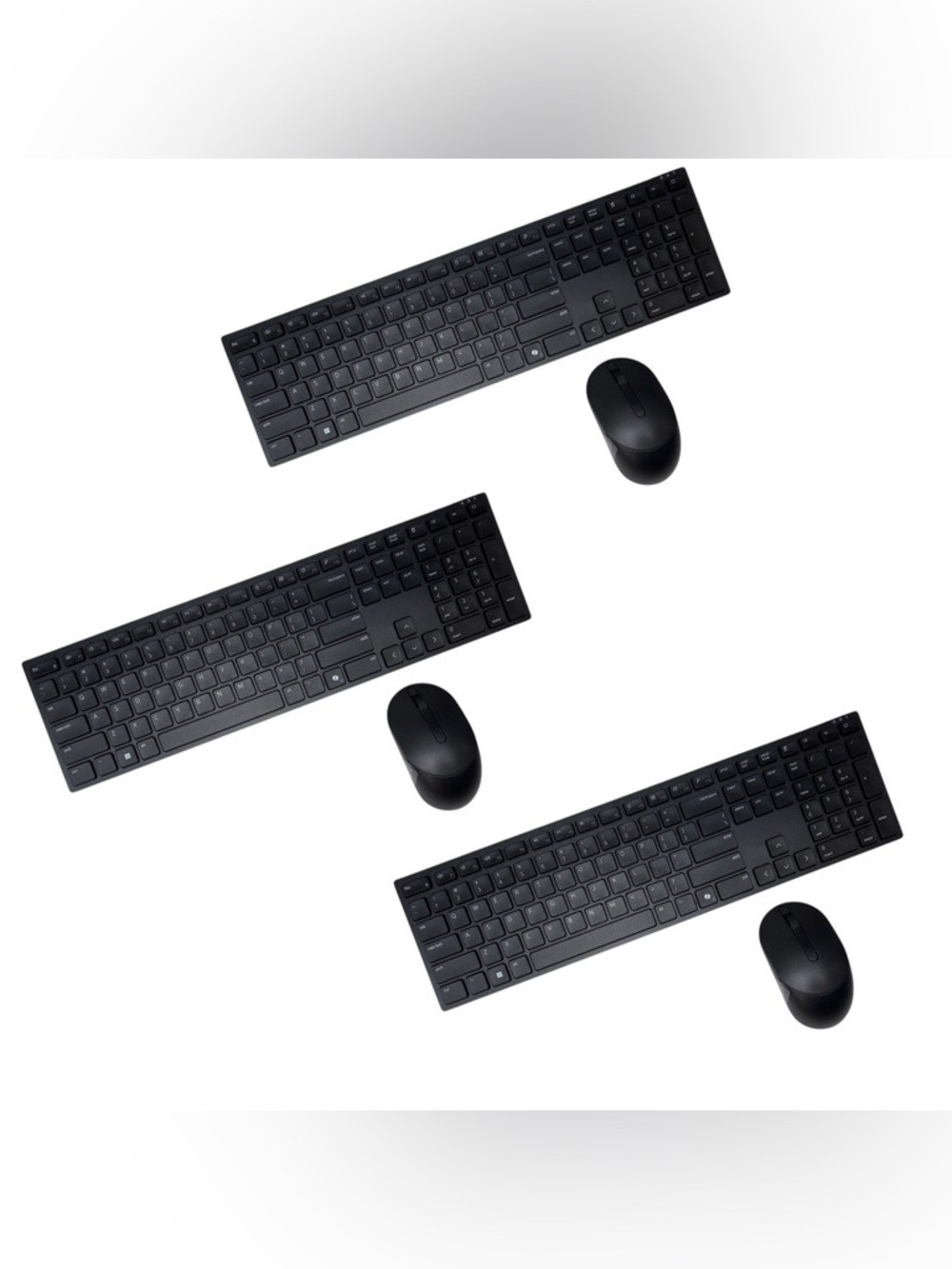 Lot of 3 NEW Dell Pro Wireless Keyboard & Mouse Combo Black KM5221WBKB-US